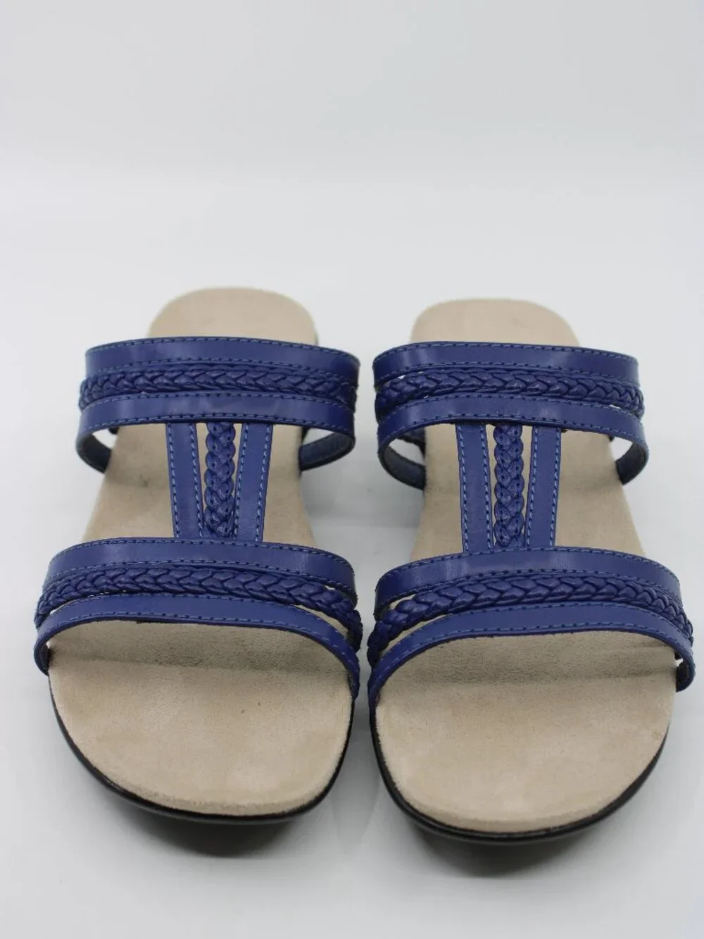 Croft &Barrow NWT Women Sandals Navy 8M Slip on Cushion Casual Open Toe Wedge